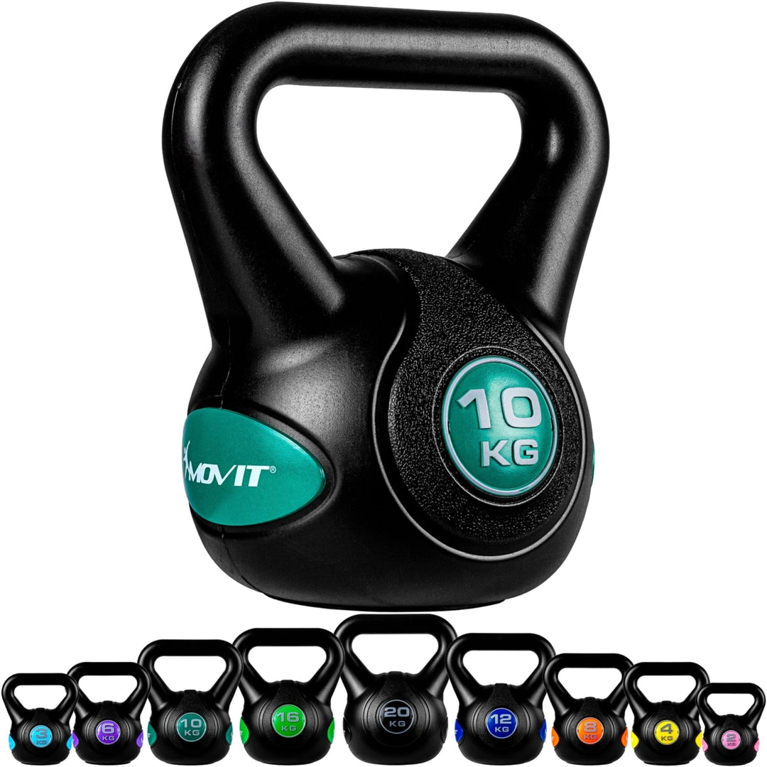 Kettlebell, MOVIT®, 10 kg, negru /verde - Gorilla Sports Ro