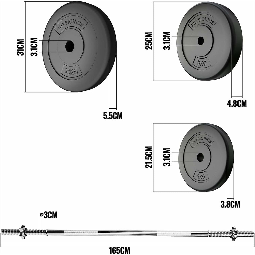 Set bara cu discuri, 60 kg, Physionics - Gorilla Sports Ro