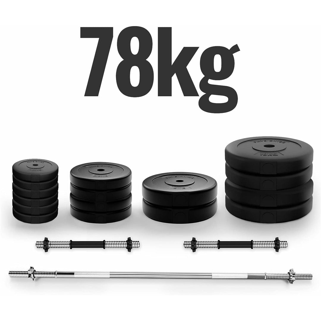 Set complet gantere plastic umplute cu ciment, 78kg, Physionics - Gorilla Sports Ro