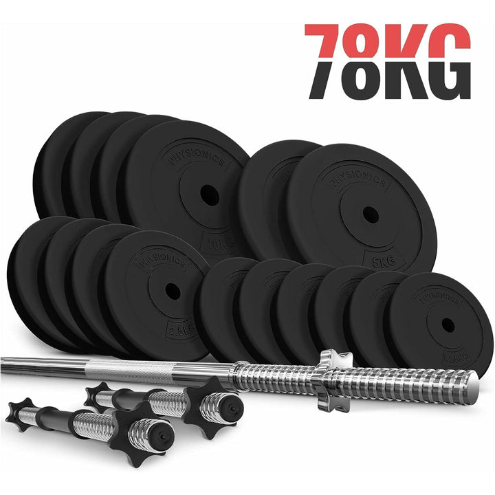 Set complet gantere plastic umplute cu ciment, 78kg, Physionics - Gorilla Sports Ro