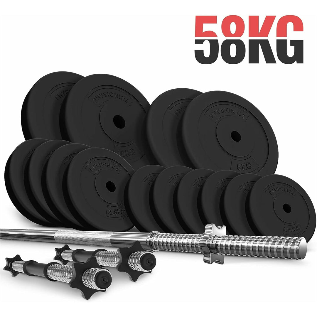 Set complet gantere plastic umplute cu ciment, 58kg, Physionics - Gorilla Sports Ro