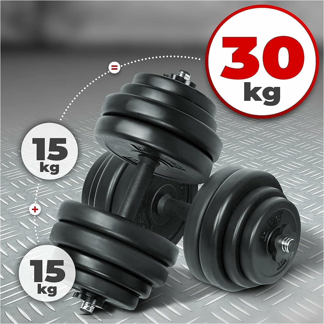 Set gantere plastic umplute cu ciment, 30kg, Physionics - Gorilla Sports Ro