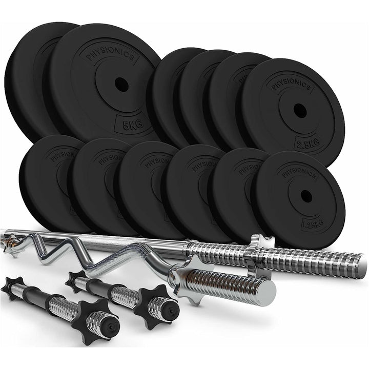 Set complete 2 bare + 2 gantere si discuri, 45kg, Physionics - Gorilla Sports Ro