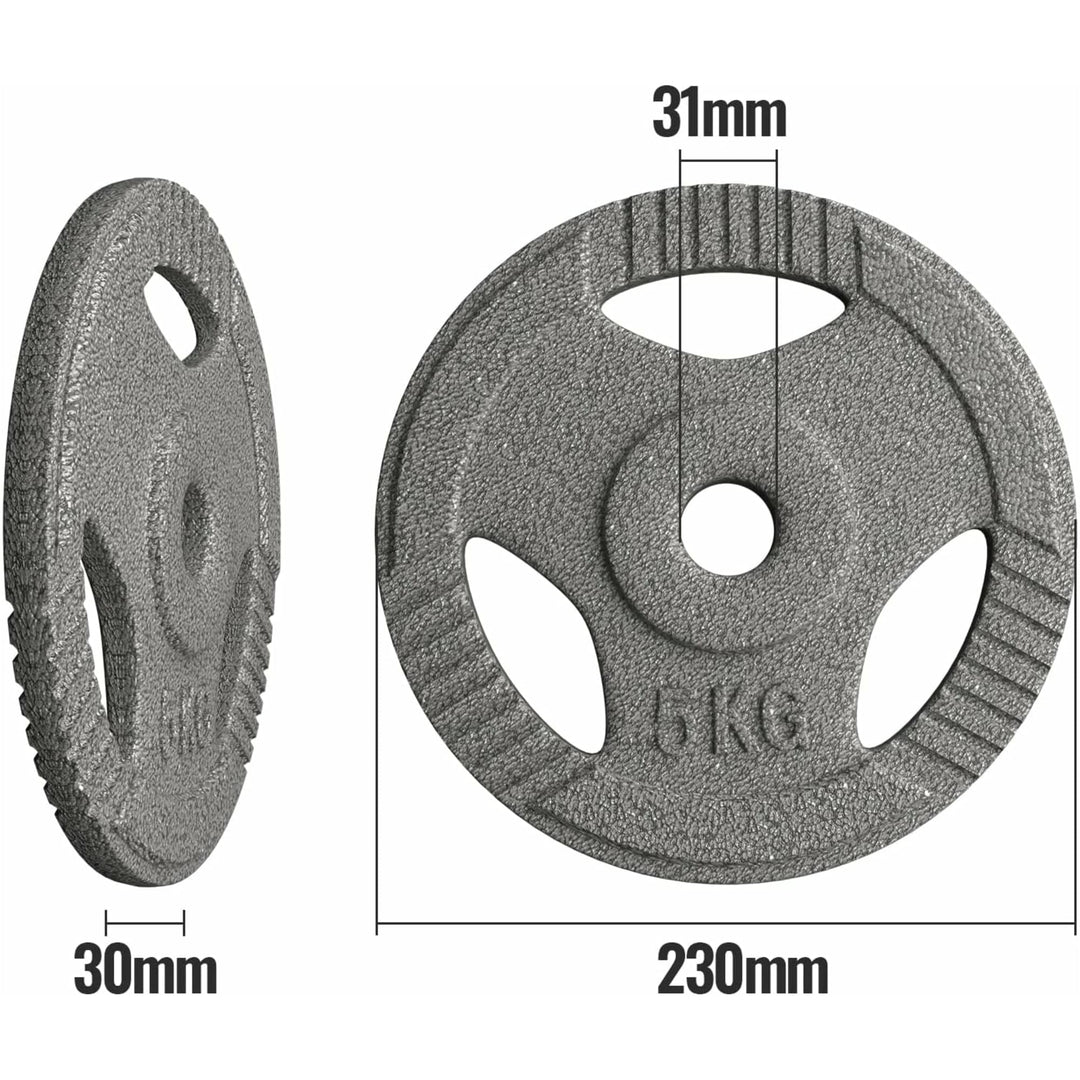 Set discuri fonta cu maner, 6 x 5kg, 30mm, Physionics - Gorilla Sports Ro