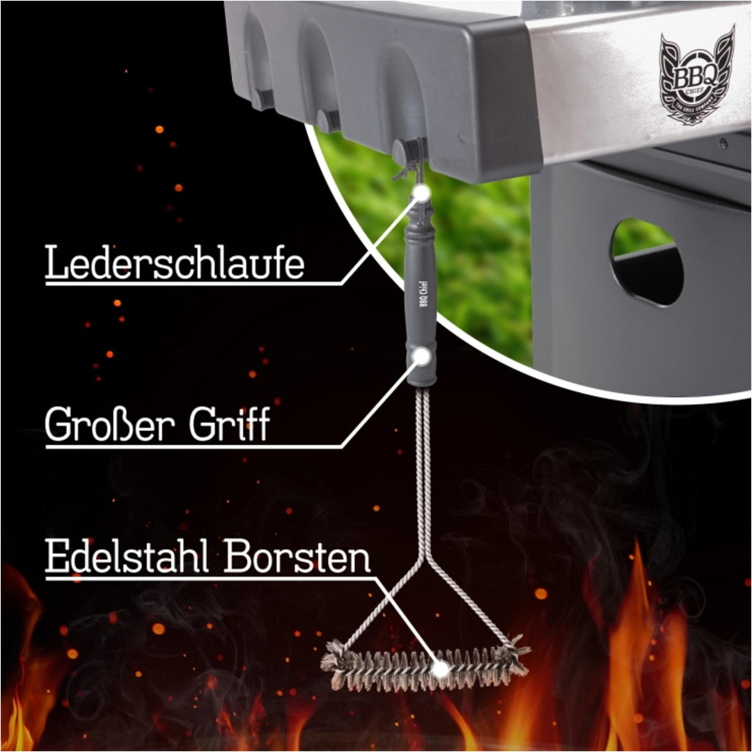 Perie profesională pentru grătar BBQ Chief 40 cm potrivită pentru fiecare grătar cu gaz, grătar cu cărbune și grătar electric - Gorilla Sports Ro